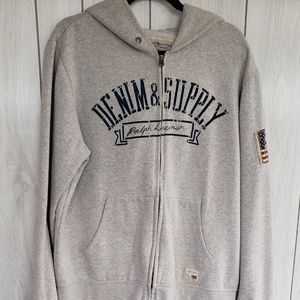Ralph Lauren denim and supply grey patchwork zip u